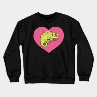 Pink Heart Colorful Chameleon for Chameleon Lovers Crewneck Sweatshirt